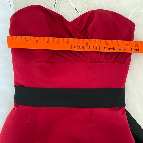 Saison Blanche Red Formal Cocktail Prom HOCO Party Dress Gown Sz 2 Big Bow Black - Picture 12 of 16